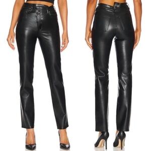 AGOLDE Recycled Leather Criss Cross Straight Pants Black Size 26